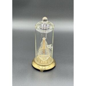 Vintage Wolfard Style Glass Oil Lamp Brass Base Gatco Glass Wick Candle 9"